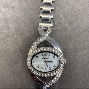 Osirock silver tone crystal rhinestone cubic zirconia stainless steel watch